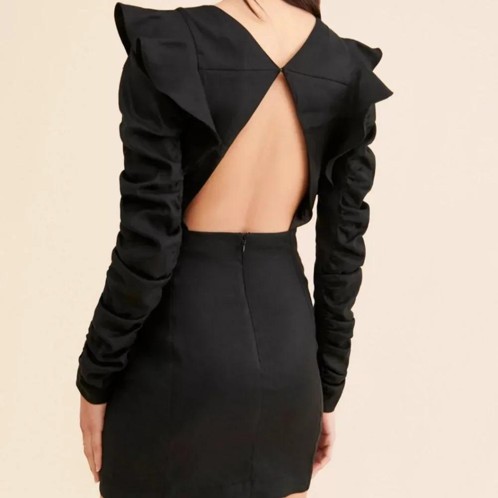 Audette Eclipse Mini Dress in Black - Picture 3 of 9